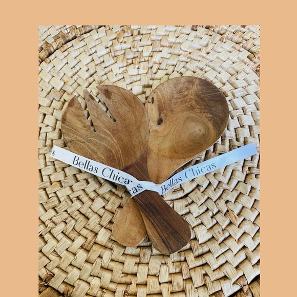 Teak wood salad servers set - Picture 2 of 2